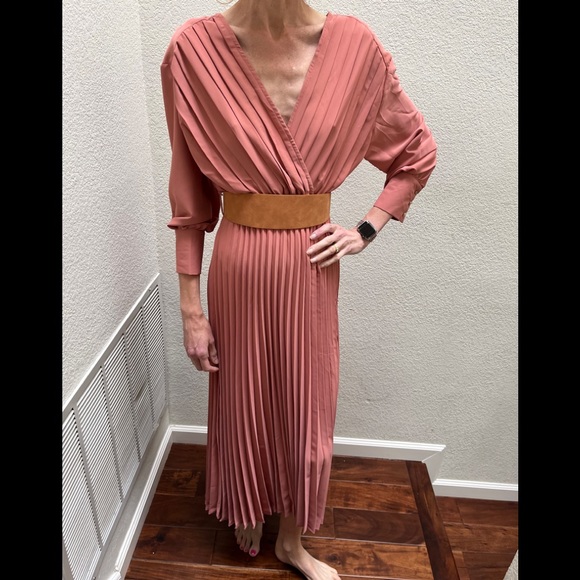 SHEIN | Surplice neck drop shoulder pleated dress - Picture 5 of 14